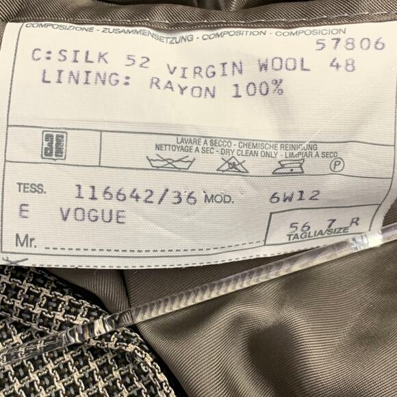 CORNELIANI Size Regular Black White Grid Silk Virgin Wool Notch Lapel Sport Coat - Picture 10 of 10